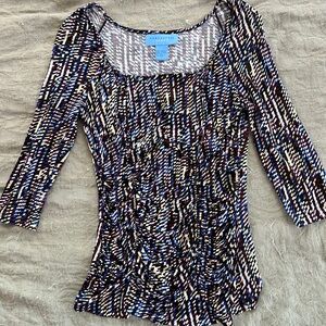 Doncaster Sport Women’s Y2K Ruched Stretchy Top 3/4 Sleeve Rainbow Size Small